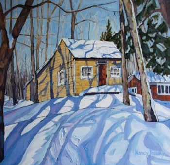Quebec Winter Yellow House 3